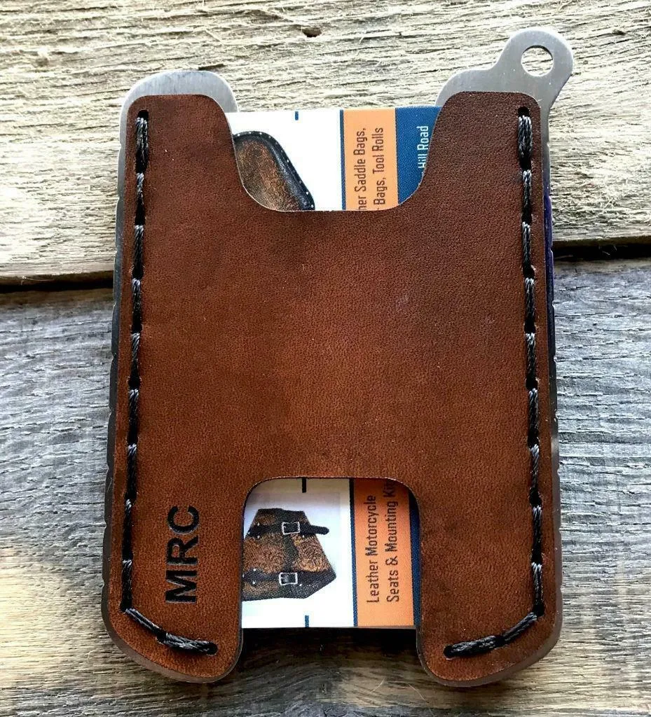 Hawk Two Minimalist Men's Women's Gel Tan Gator Leather Stainless Steel Wallet