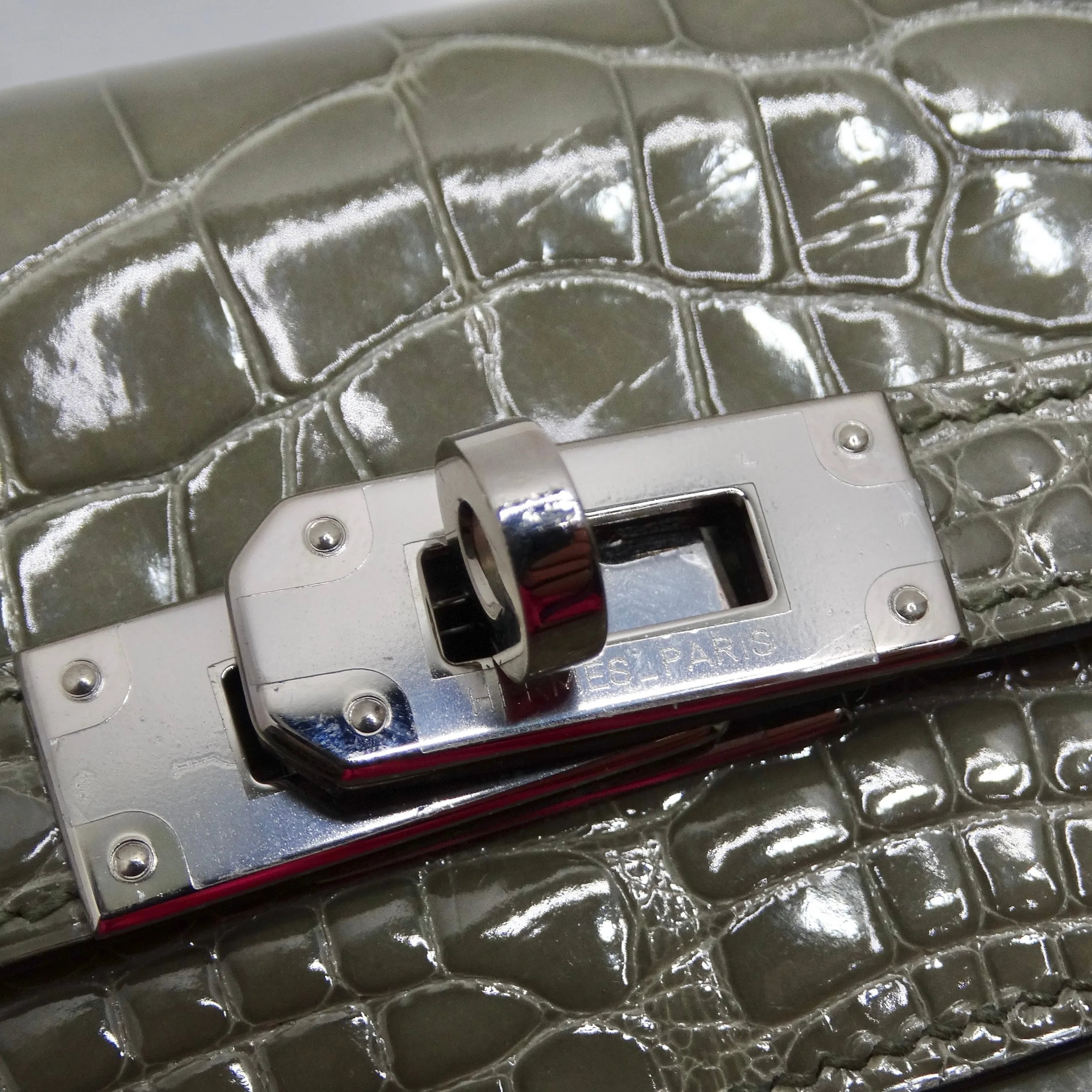 Hermes Kelly Long Wallet Coveted Gris Tourterelle Alligator Palladium