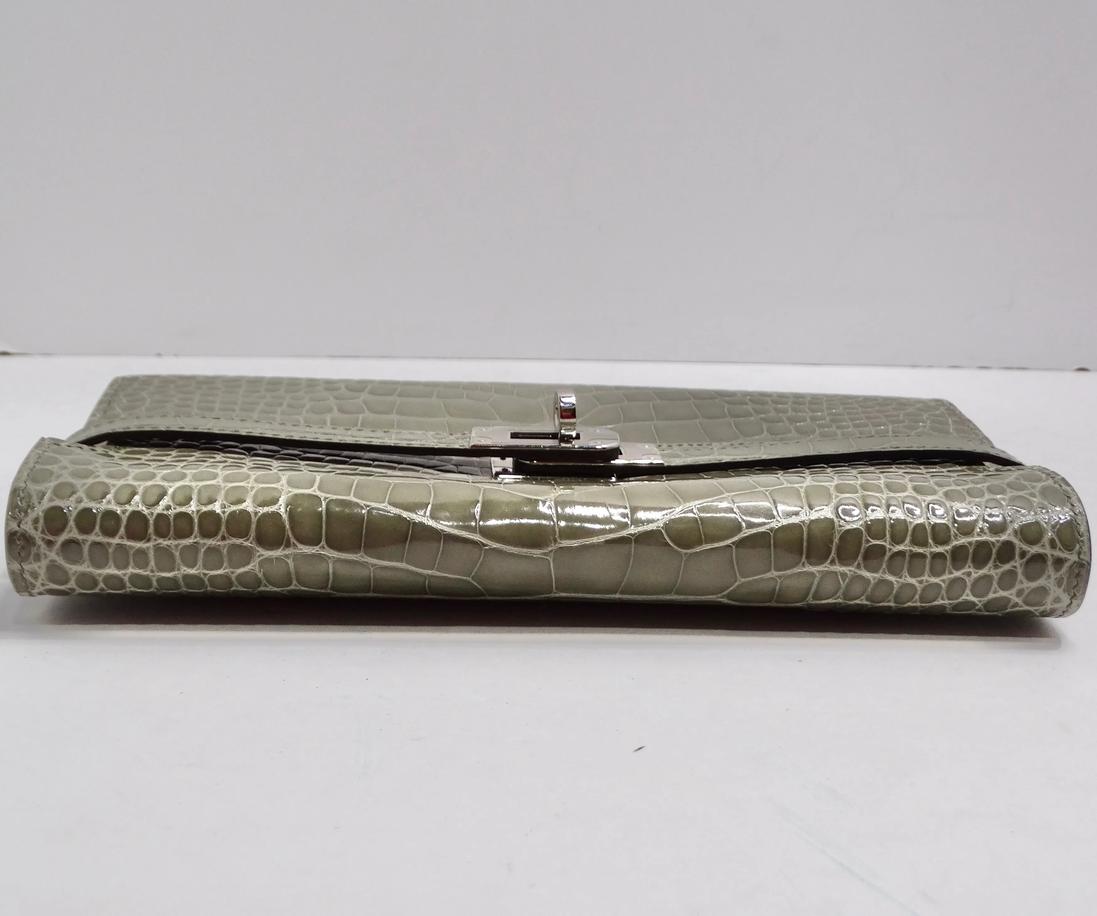 Hermes Kelly Long Wallet Coveted Gris Tourterelle Alligator Palladium