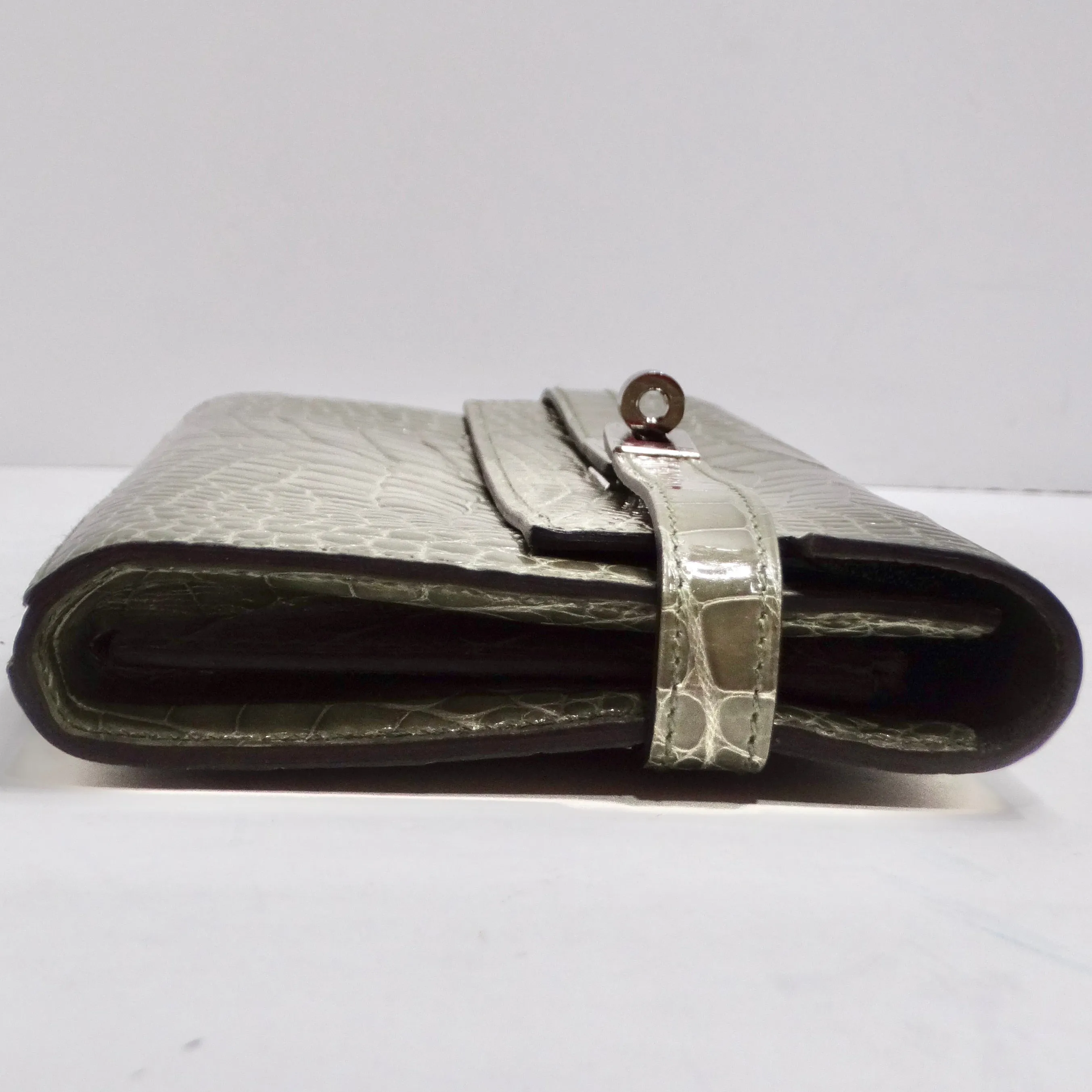 Hermes Kelly Long Wallet Coveted Gris Tourterelle Alligator Palladium
