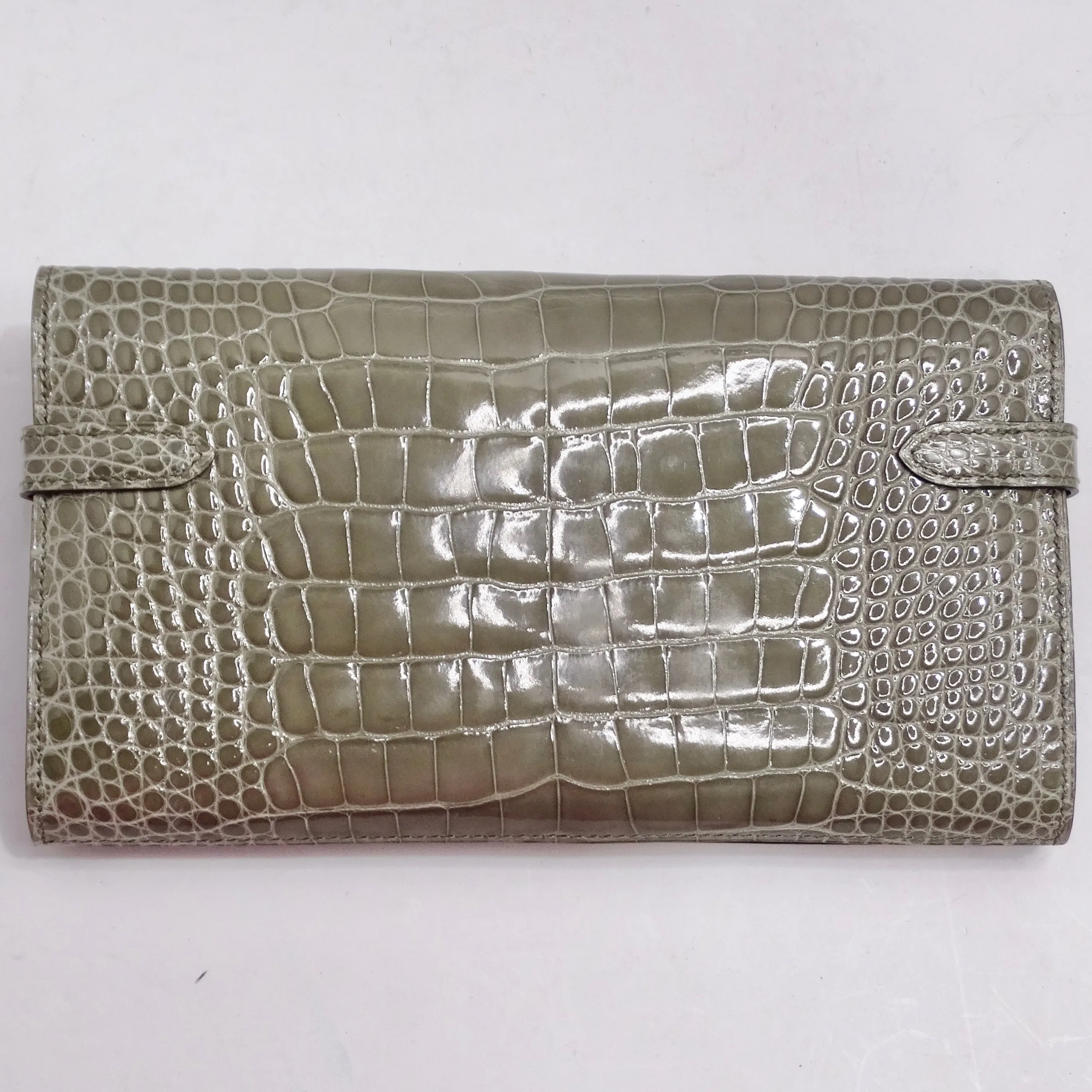 Hermes Kelly Long Wallet Coveted Gris Tourterelle Alligator Palladium