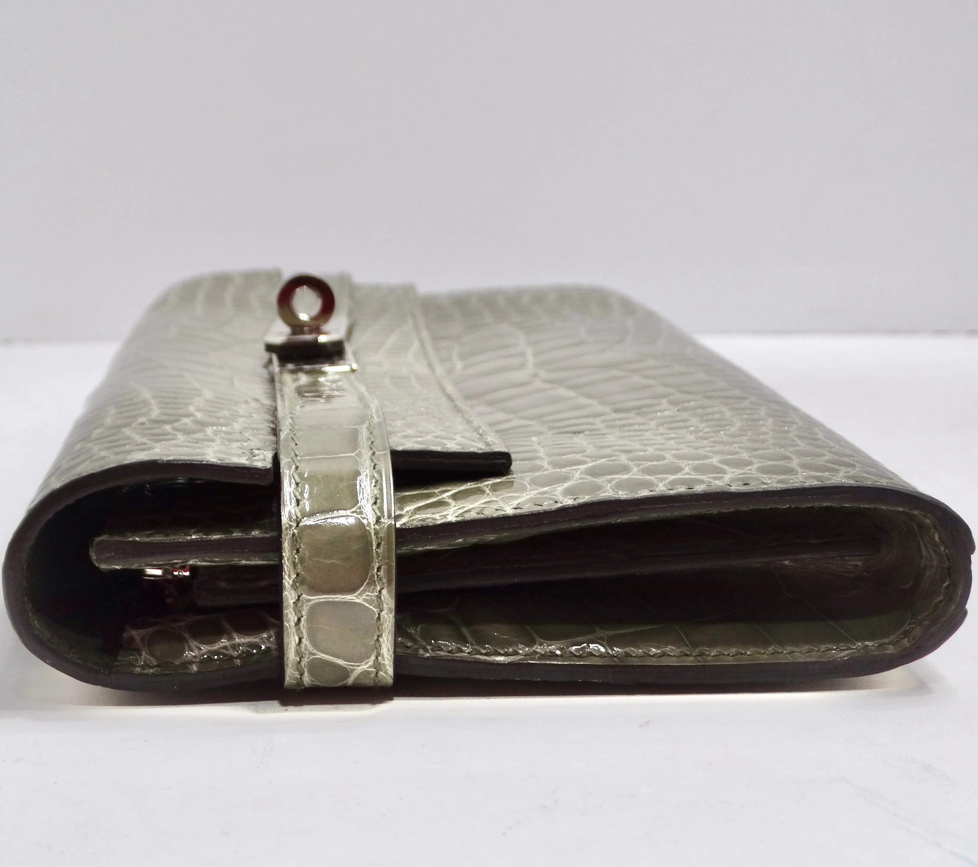 Hermes Kelly Long Wallet Coveted Gris Tourterelle Alligator Palladium
