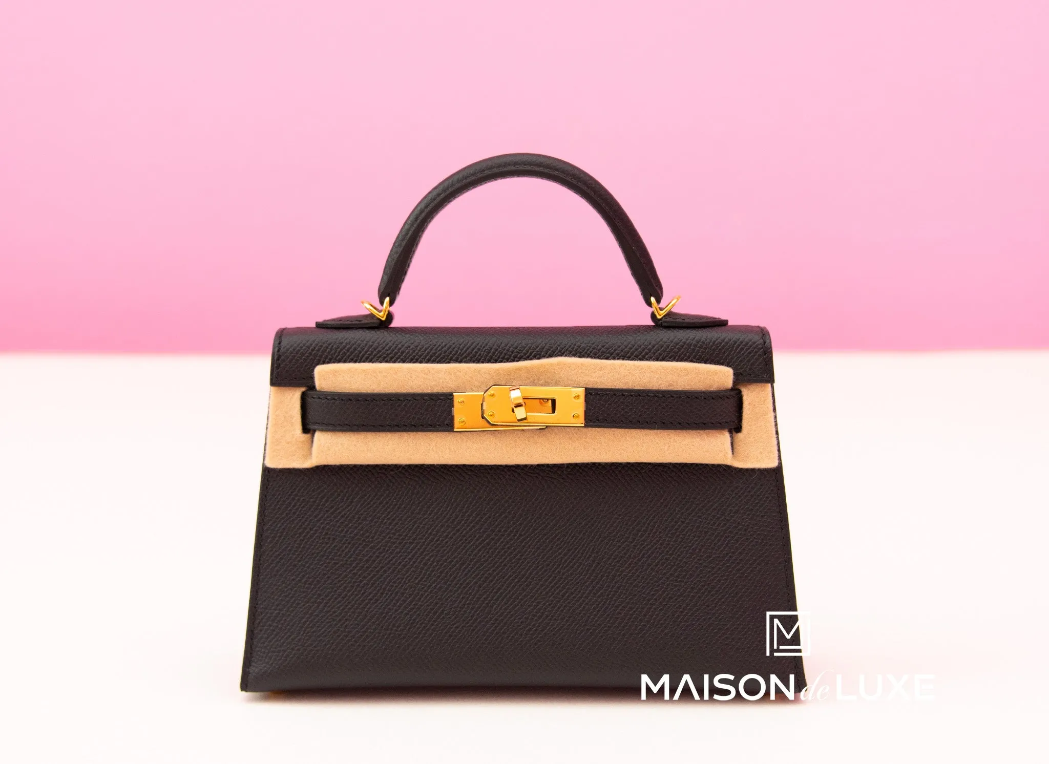 Hermes Mini Kelly II 20 Black Epsom Gold Hardware