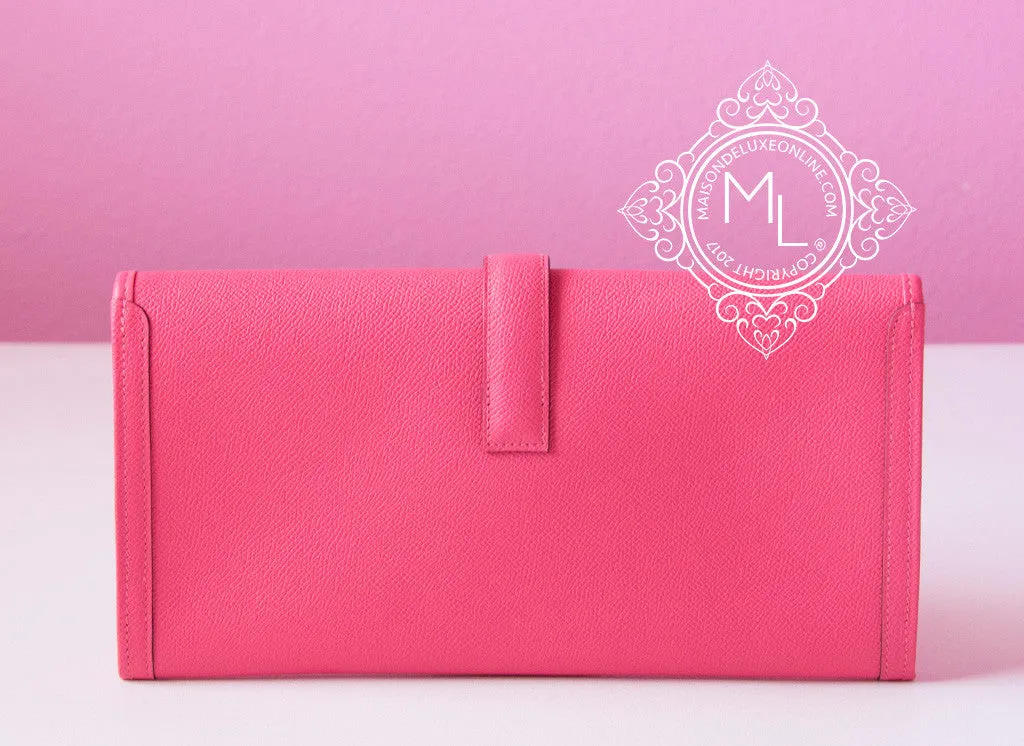 Hermes Rose Azalee Jigé Elan 29 Clutch