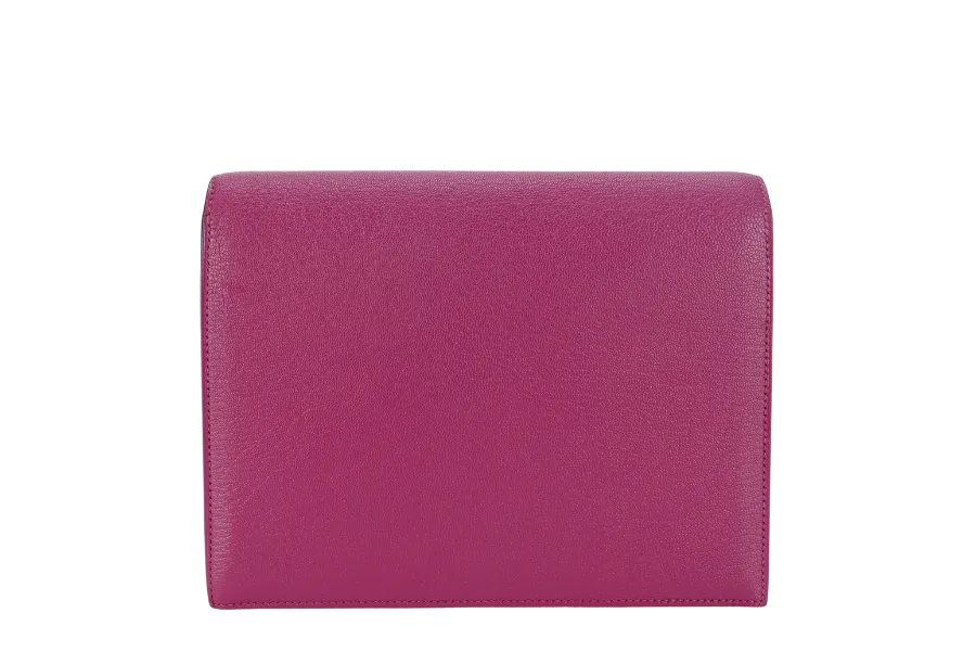 HERMES VERROU CLUTCH ROSE POUPRE CHEVRE MYSORE LEATHER SILVER HARDWARE STAMP C (2018) WITH DUST COVER