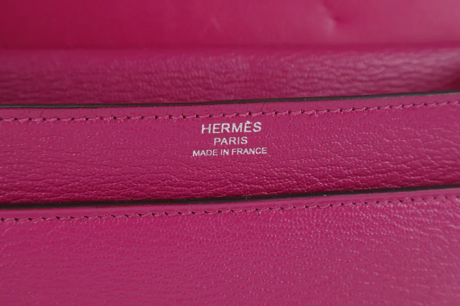 HERMES VERROU CLUTCH ROSE POUPRE CHEVRE MYSORE LEATHER SILVER HARDWARE STAMP C (2018) WITH DUST COVER
