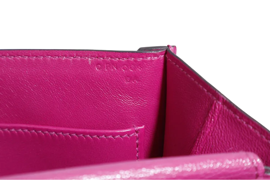 HERMES VERROU CLUTCH ROSE POUPRE CHEVRE MYSORE LEATHER SILVER HARDWARE STAMP C (2018) WITH DUST COVER