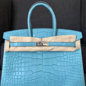 Hermès Birkin 35 Bleu St Cyr Alligator Mississippi Matte Palladium Hardware PHW