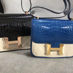 Hermès Constance 18 Mykonos Alligator Mississippi Lisse Gold Hardware GHW