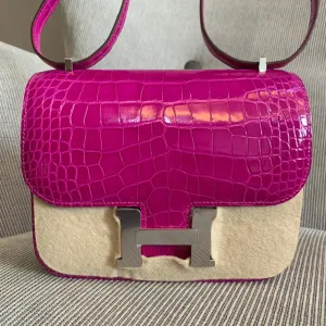 Hermès Constance 18 Rose Sheherazade Alligator Mississippi Lisse Gold Hardware GHW