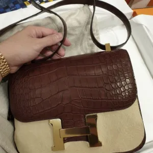 Hermès Constance 24 Bordeaux Alligator Mississippi Matte Gold Hardware GHW