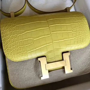 Hermès Constance 24 Mimosa Alligator Mississippi Matte Gold Hardware GHW