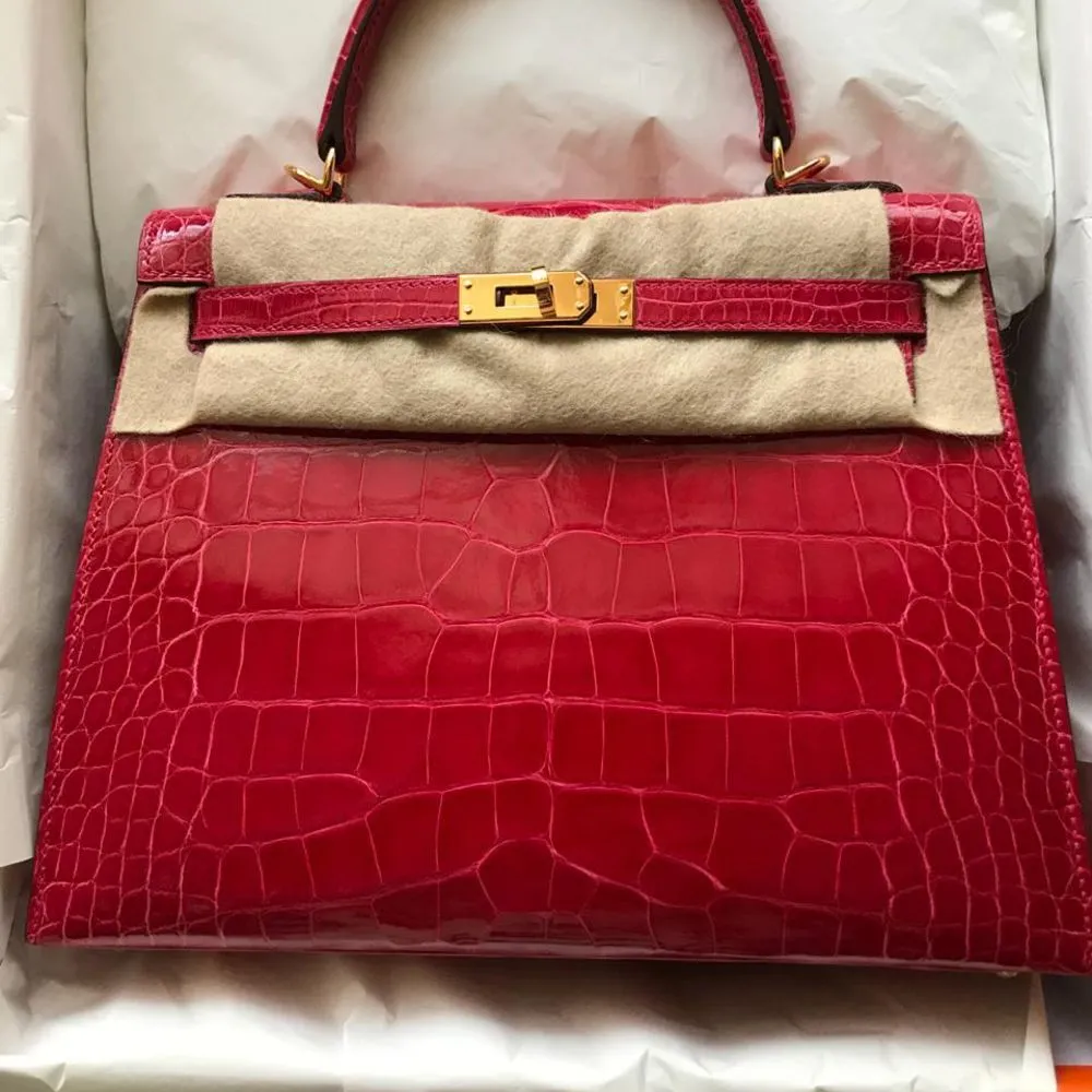 Hermès Kelly 25 Braise Sellier Alligator Mississippi Lisse Gold Hardware GHW