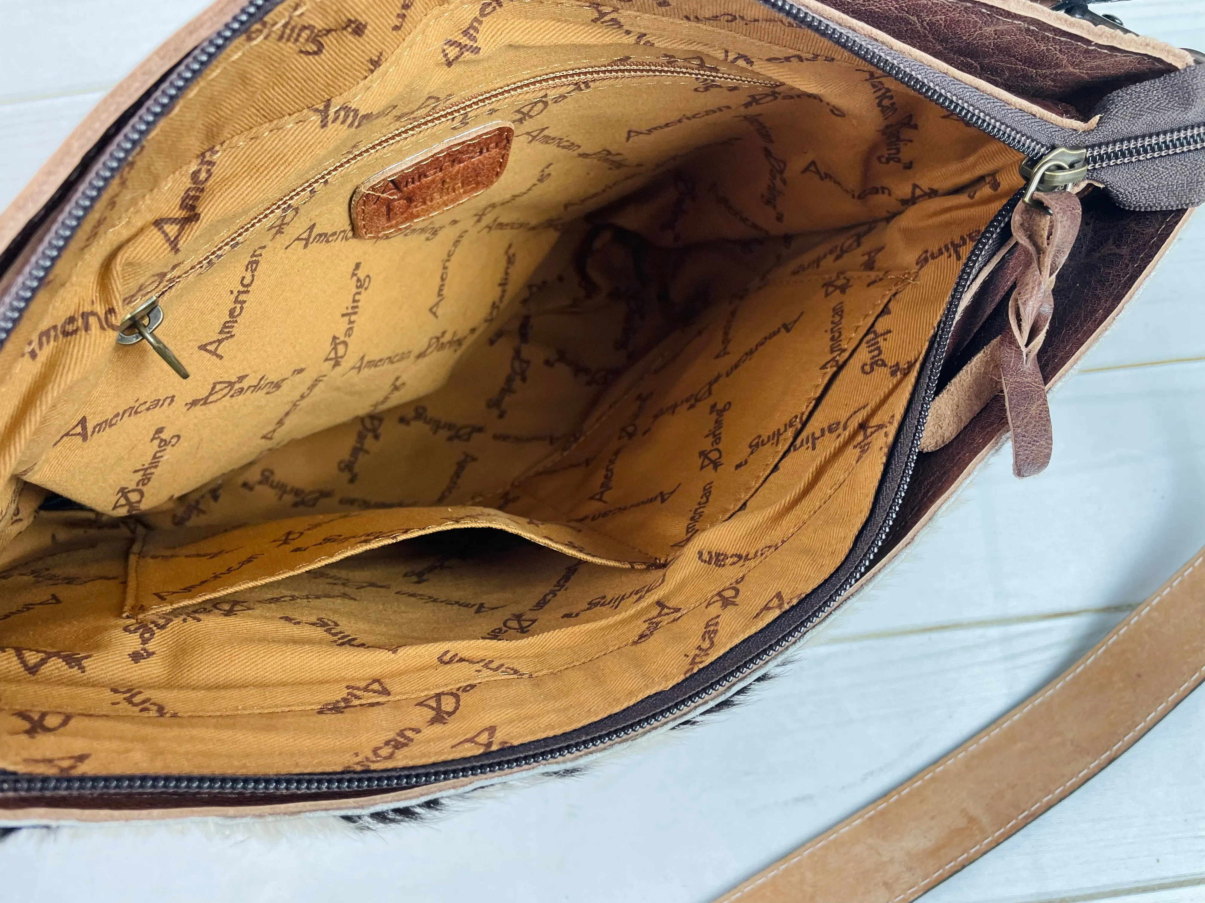 Hide Tooled Leather Band Crossbody Bag