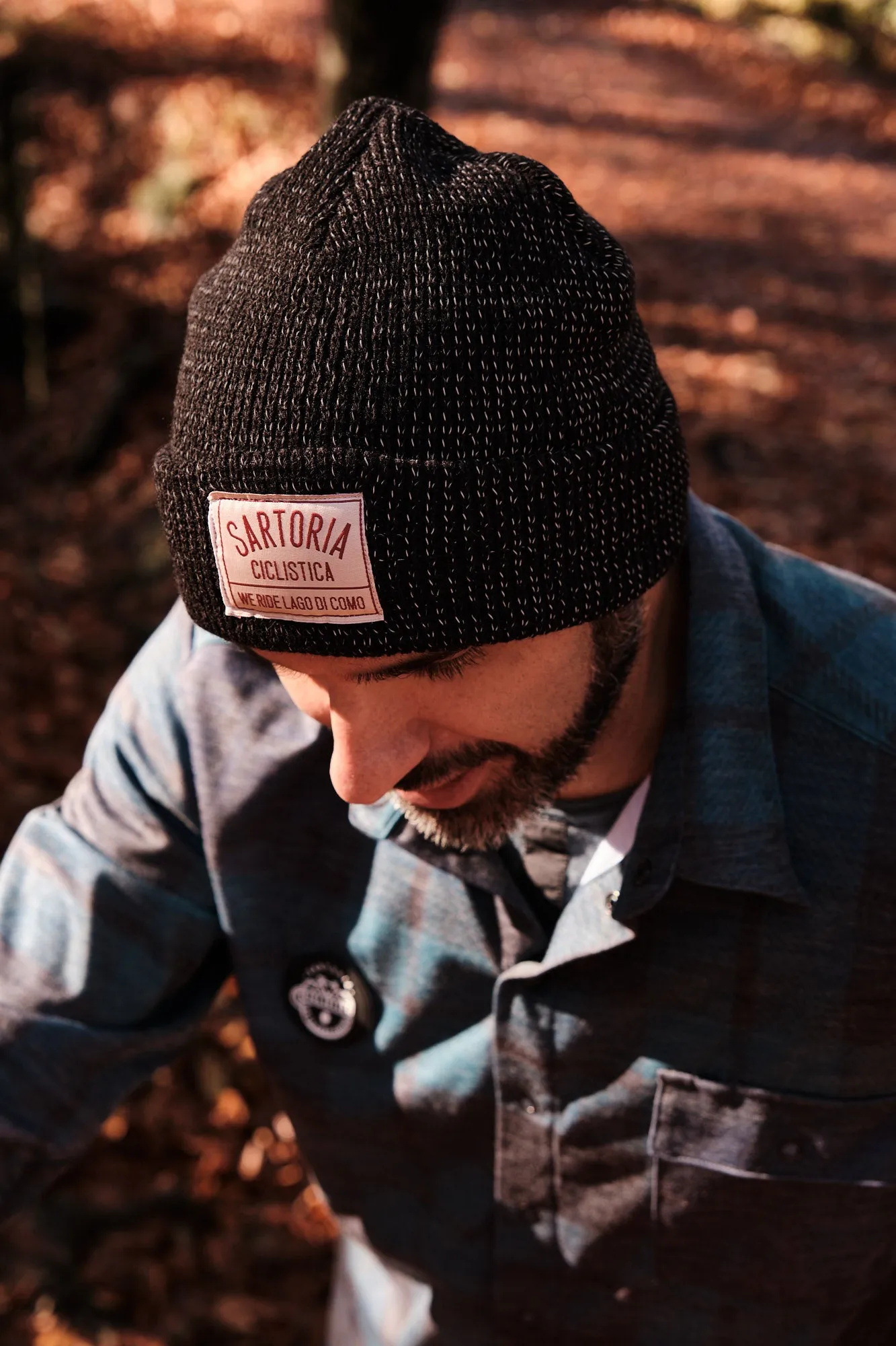 Highly reflective black beanie