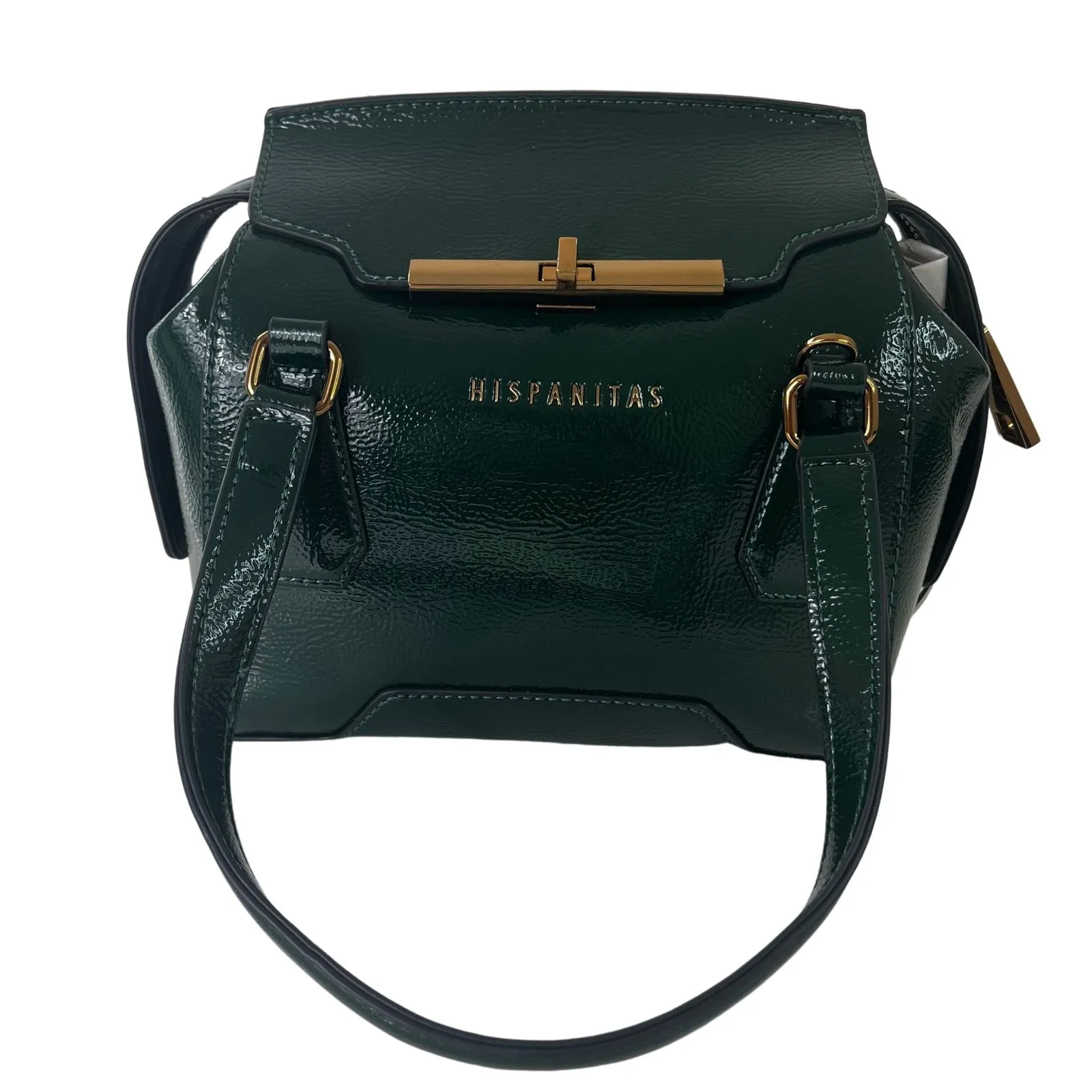 Hispanitas Patent Leather Grab Bag - Dark Green