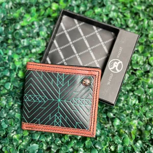 HOOEY  "NEON MOON" BIFOLD ROUGHY WALLET BLACK/BROWN W/TURQUOISE AZTEC