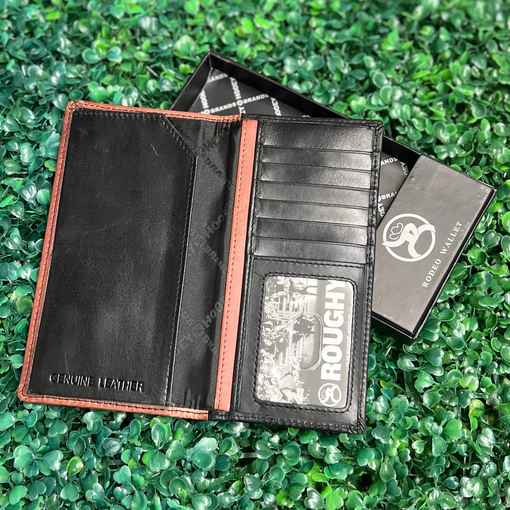 HOOEY  "NEON MOON" RODEO ROUGHY WALLET BLACK/ BROWN W/ TURQUOISE AZTEC