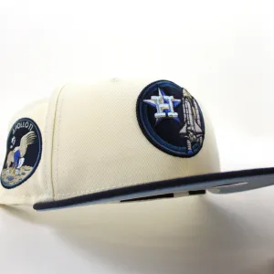 Houston Astros Apollo 11 New Era 59Fifty Fitted Hat (Glow in the Dark CHROME WHITE NIGHT SHIFT NAVY SKY BLUE Under Brim)