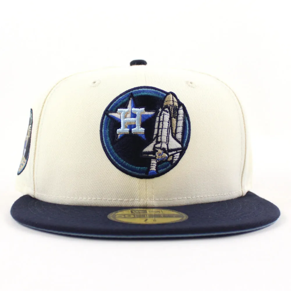 Houston Astros Apollo 11 New Era 59Fifty Fitted Hat (Glow in the Dark CHROME WHITE NIGHT SHIFT NAVY SKY BLUE Under Brim)