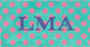 INSPCL-04 - Planet Earth Clutch Insert – Polka Dots – hot pink on turquoise w/ periwinkle letters