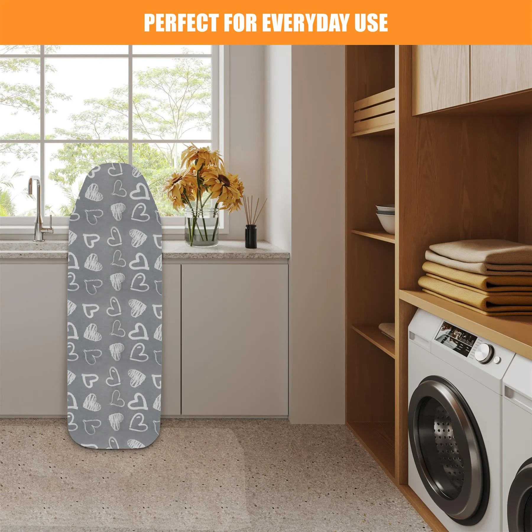 Ironing Board Cover - Grey Hearts (122 x 38 cm)
