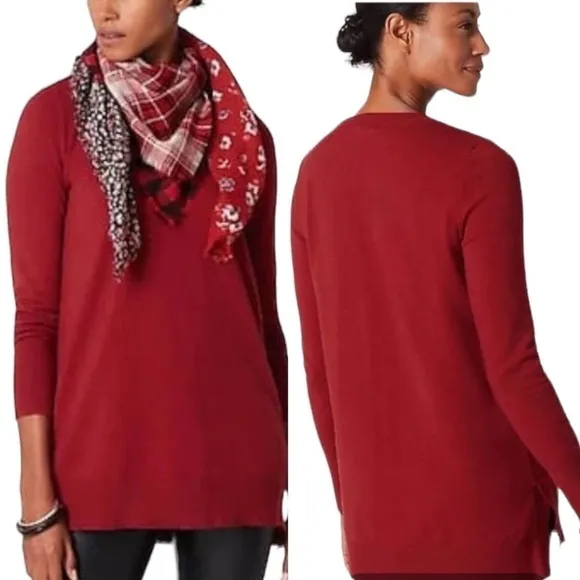 J. Jill Effortless Tunic Sweater Garnet Red NWT