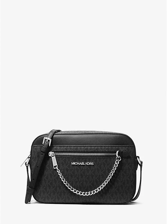 Jet Set Large Logo Crossbody Bag - Black