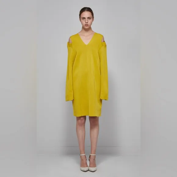 JNBY yellow dress above knee dress for woman size Lg