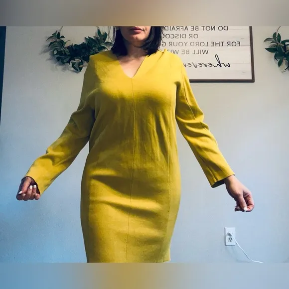 JNBY yellow dress above knee dress for woman size Lg