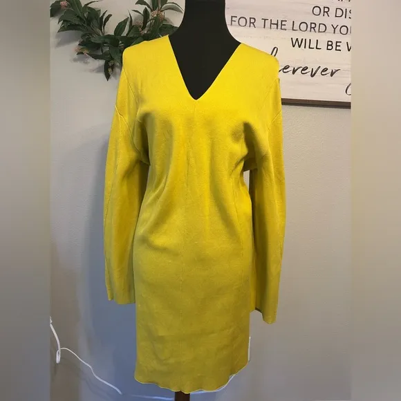 JNBY yellow dress above knee dress for woman size Lg