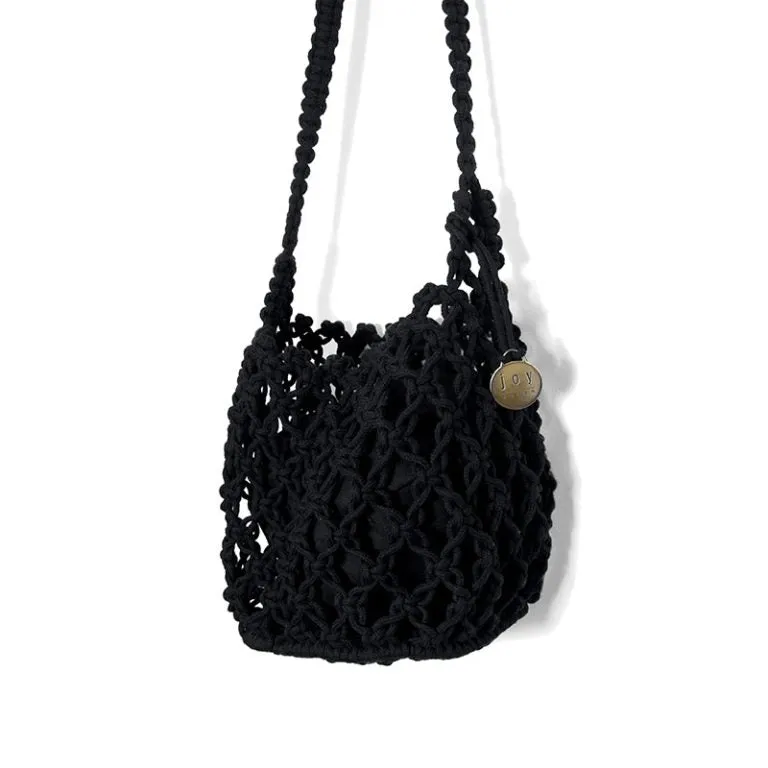 Joy Susan Black Birdie Macrame Tote
