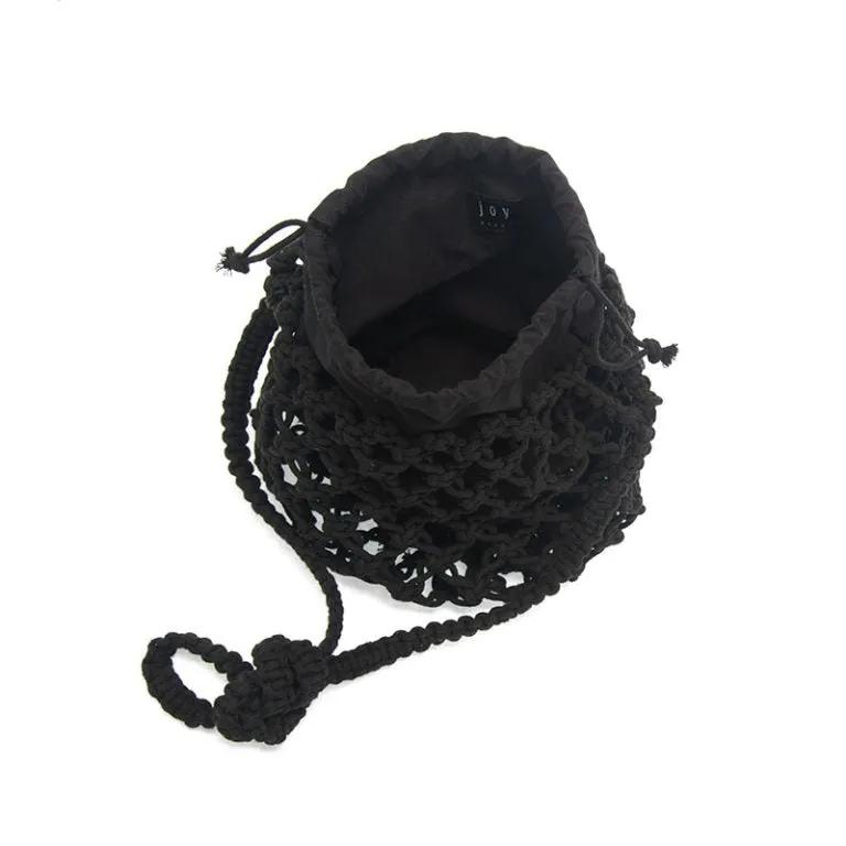 Joy Susan Black Birdie Macrame Tote