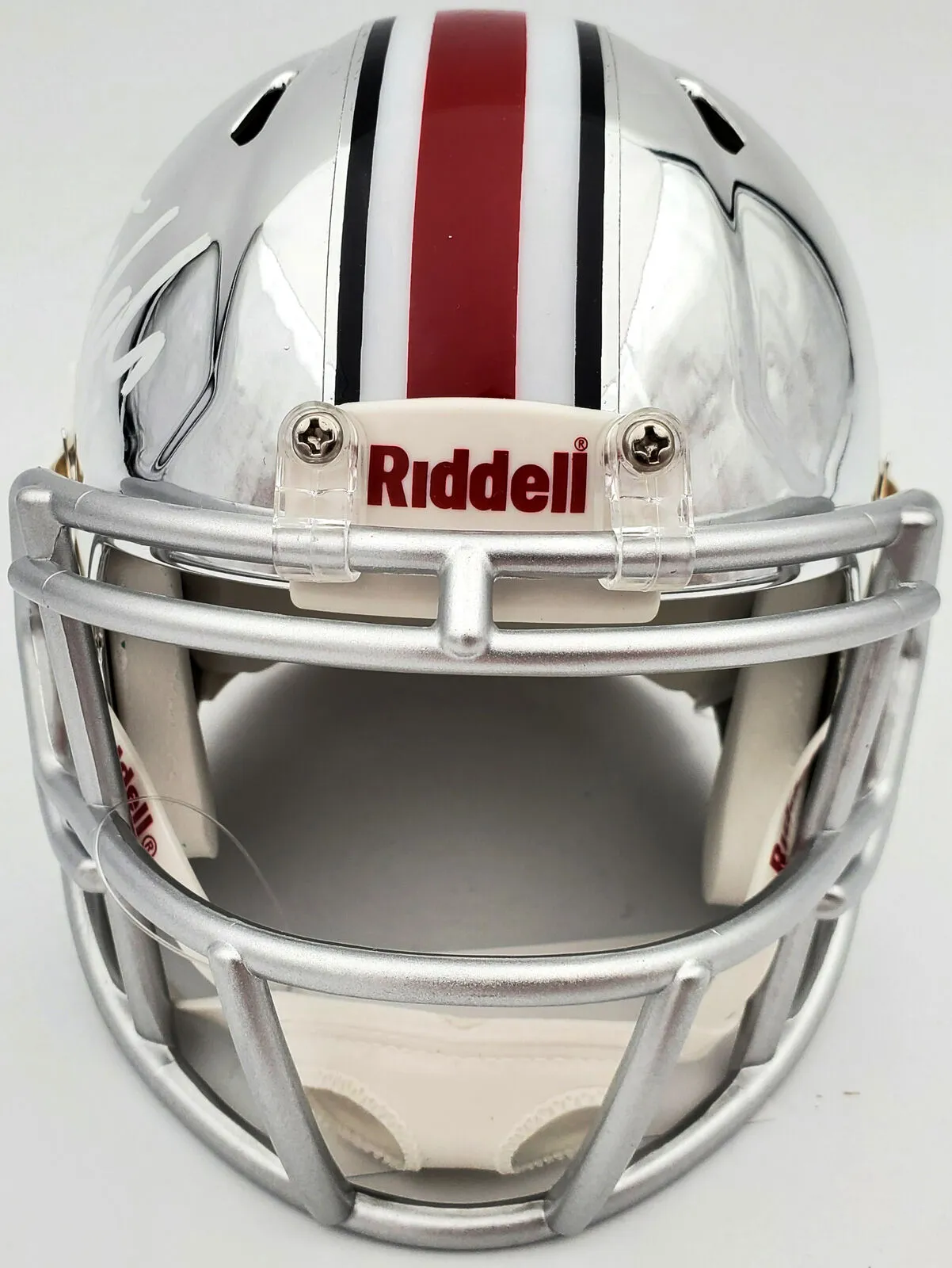 JUSTIN FIELDS AUTOGRAPHED OHIO STATE CHROME SILVER MINI HELMET BECKETT 189798