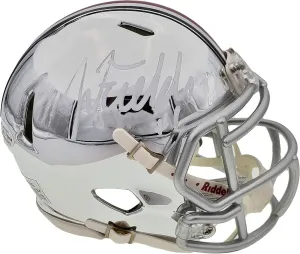 JUSTIN FIELDS AUTOGRAPHED OHIO STATE CHROME SILVER MINI HELMET BECKETT 189798