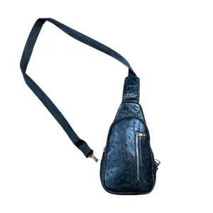 Kashani Black Ostrich Crossbody Bag