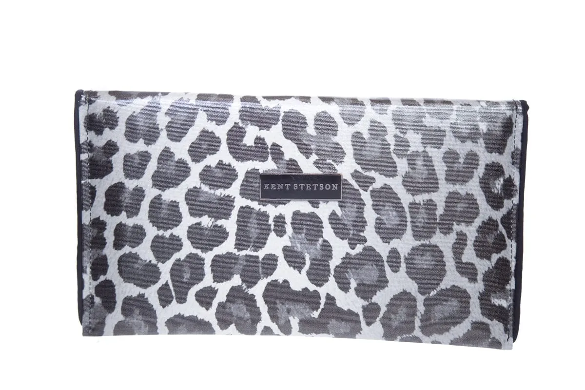 Kent Stetson Black and White Cheetah Stud Clutch
