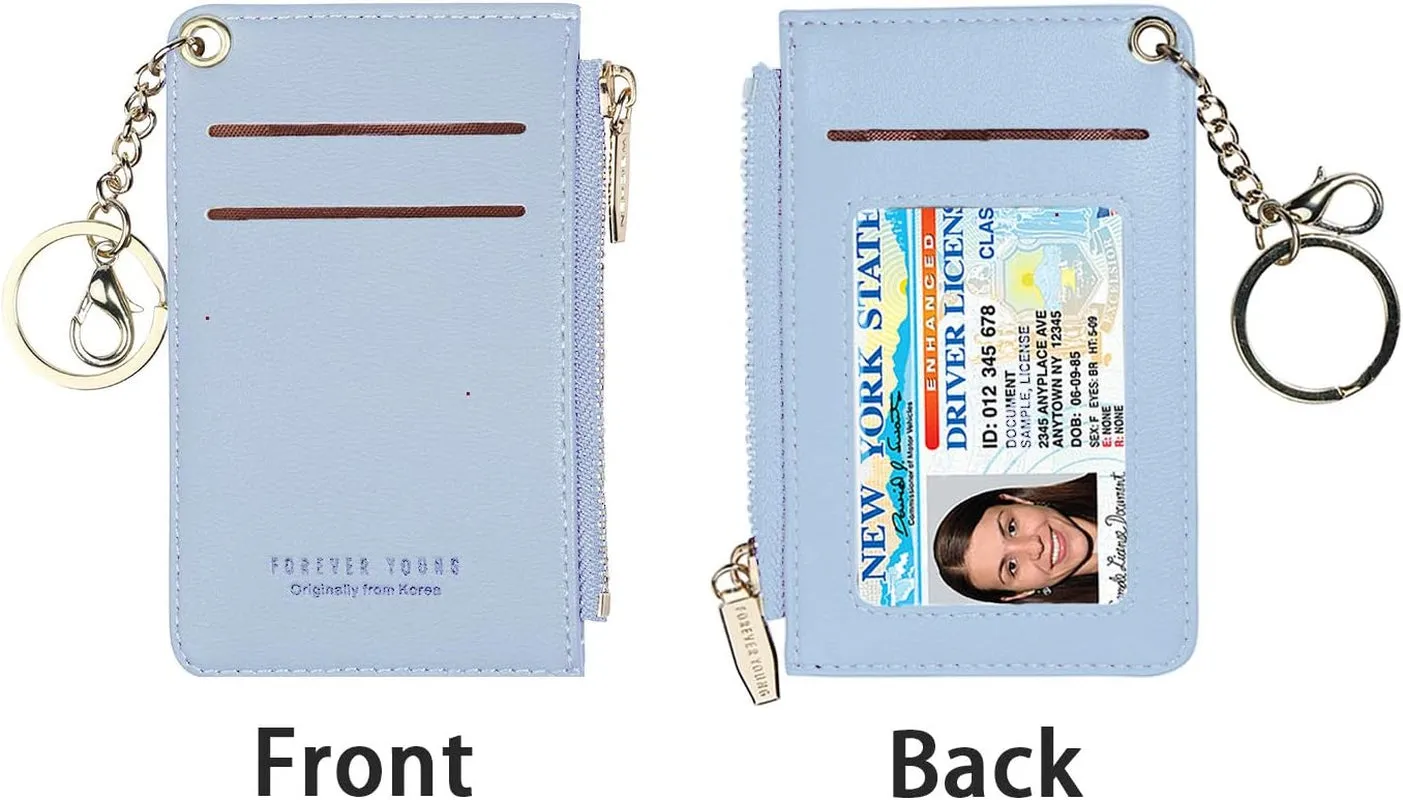 Keychain Wallets for Women Slim Leather Card Case Holder