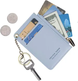 Keychain Wallets for Women Slim Leather Card Case Holder