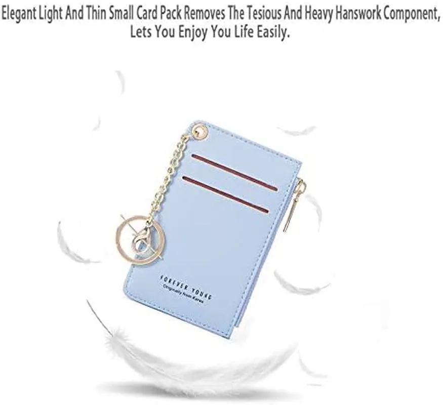 Keychain Wallets for Women Slim Leather Card Case Holder