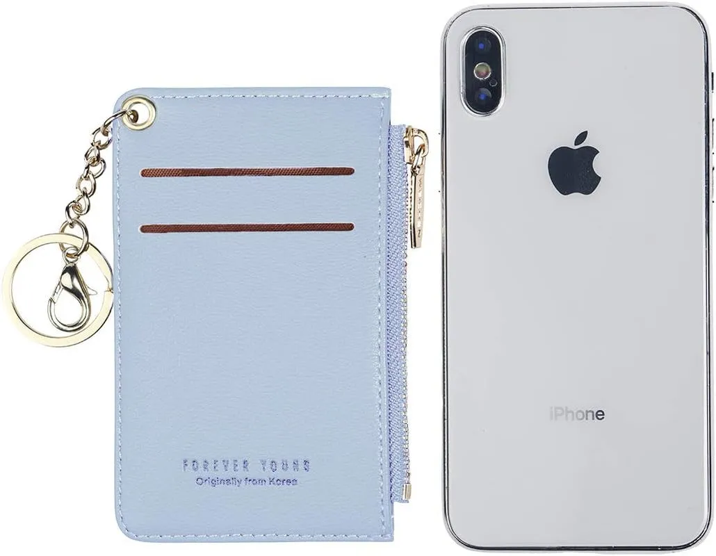 Keychain Wallets for Women Slim Leather Card Case Holder