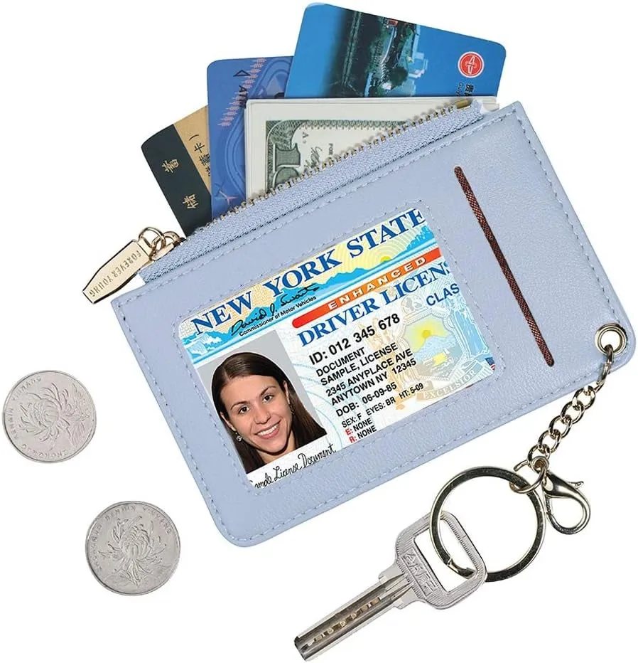 Keychain Wallets for Women Slim Leather Card Case Holder