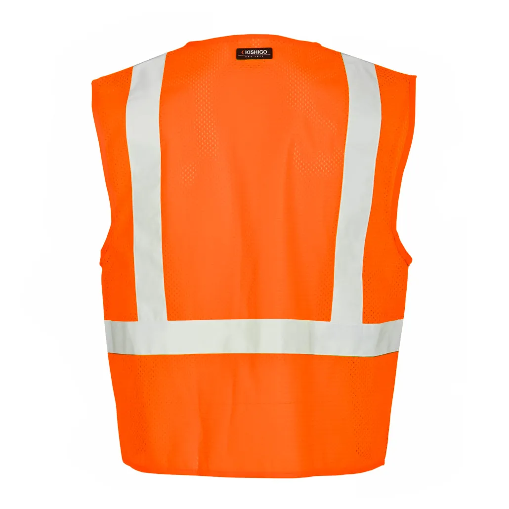 Kishigo Single Pocket Zipper Mesh Vest, Type R Class 2