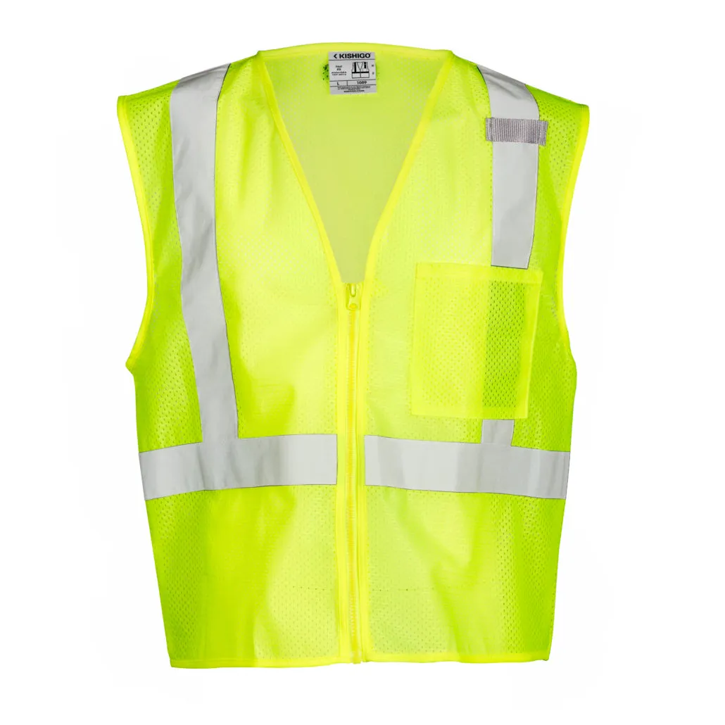Kishigo Single Pocket Zipper Mesh Vest, Type R Class 2