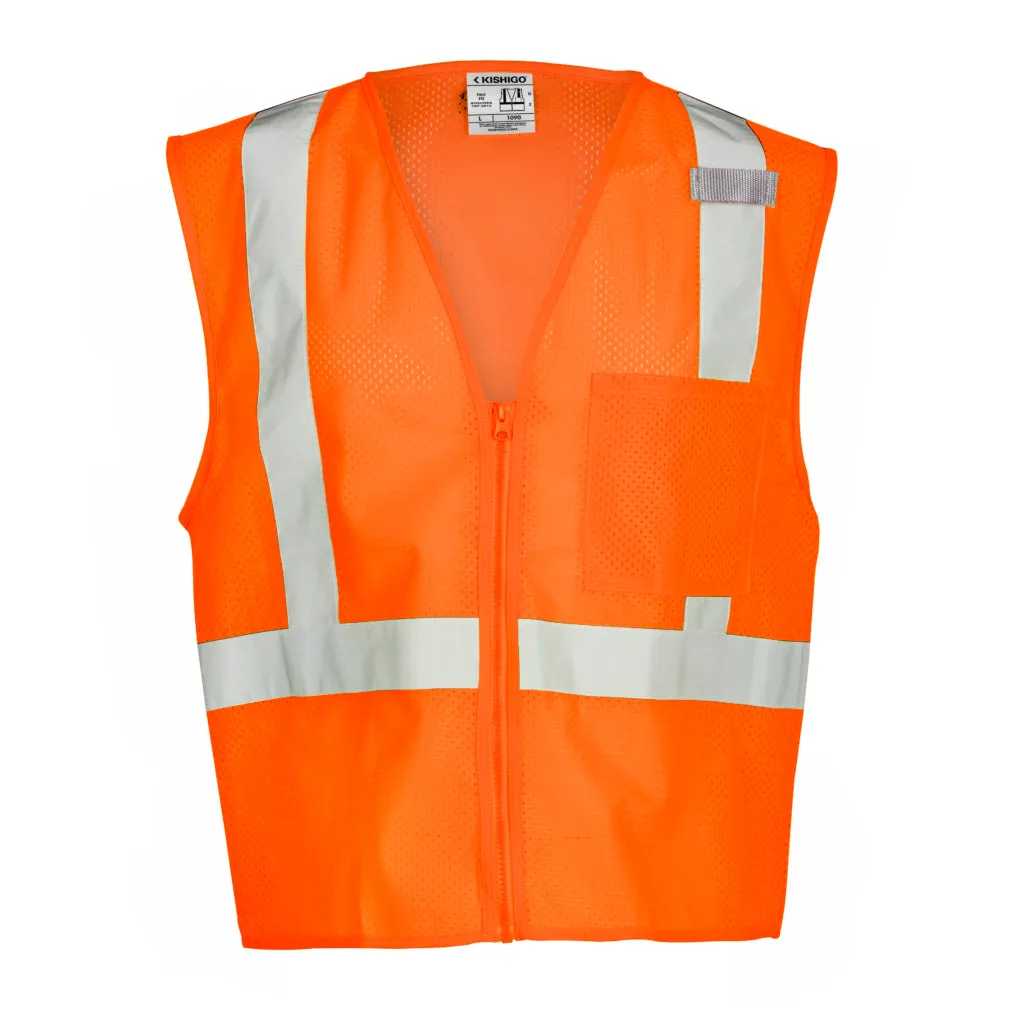 Kishigo Single Pocket Zipper Mesh Vest, Type R Class 2