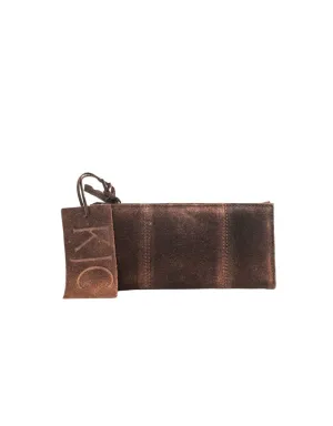 KJC Kimberly Suede Clutch Wallet In Chocolate