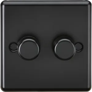 Knightsbridge CL2192MBB Rounded Edge 2G 2 Way 10-200W (5-150W LED) Intelligent Dimmer - Matt Black