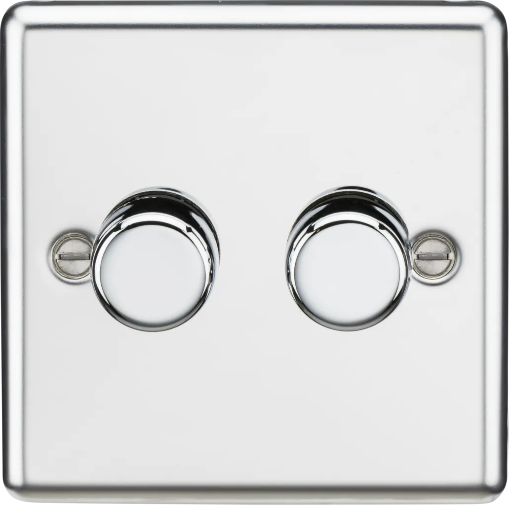 Knightsbridge CL2192PC Rounded Edge 2G 2 Way 10-200W (5-150W LED) Intelligent Dimmer - Polished Chrome