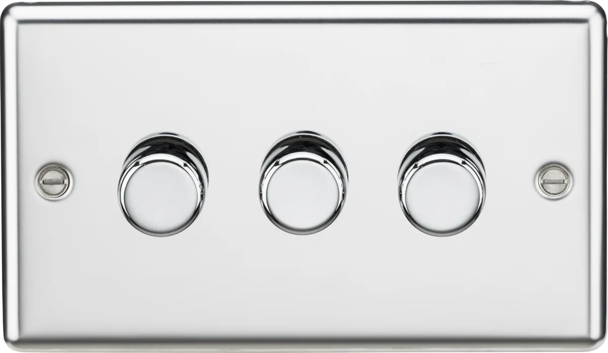 Knightsbridge CL2193PC Rounded Edge 3G 2 Way 10-200W (5-150W LED) Intelligent Dimmer - Polished Chrome