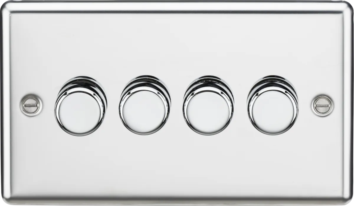 Knightsbridge CL2194PC Rounded Edge 4G 2 Way 10-200W (5-150W LED) Intelligent Dimmer - Polished Chrome